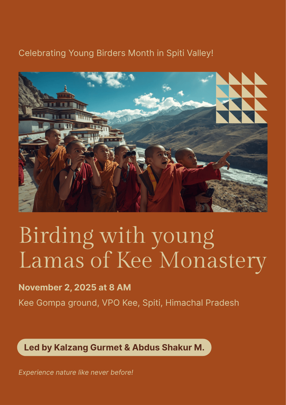 Birding with Young Lamas of Kee Monastery